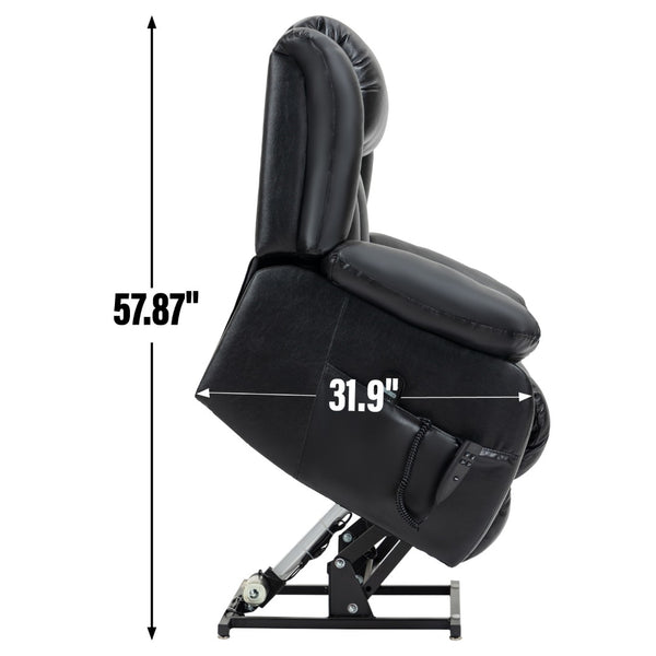 English Elm Dual Motor Power Lift Recliner with Massage Heat and 180 Degree Brown Lounge Chair W1803S00043
