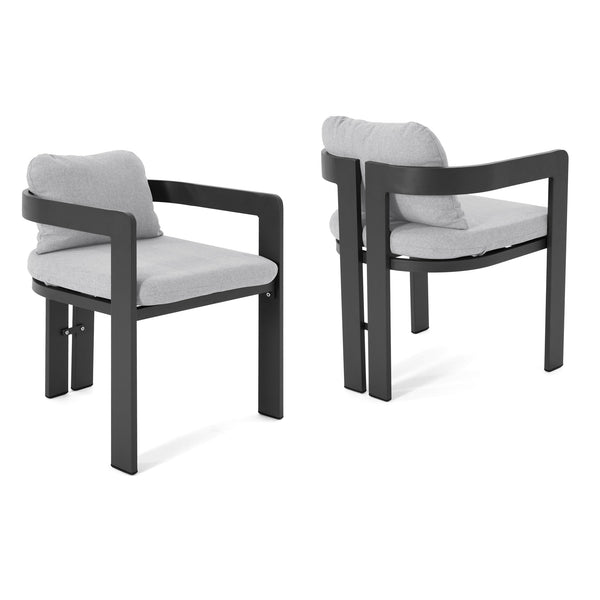 English Elm Christopher Knight Home® - Pula Outdoor Aluminum Dining Chair Set of 2 — Weather‑Resistant Lightweight Frames with Plush Cushions Black,Grey N775P221509G