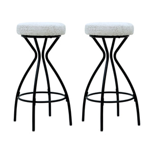 English Elm 29'' Floral Print Counter Height Bar Stool Set of 2 — Backless Upholstered Round Seats, Black Frame, Modern Comfort W1757P294425