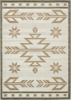 Unique Loom Outdoor Modern Albuquerque Machine Made Geometric Rug Beige, Brown/Light Brown 7' 0" x 10' 0"