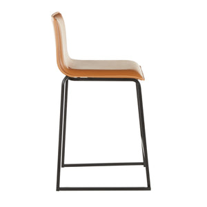 English Elm Mara 26" Modern Counter Stools Set Of 2 In Black Metal & Camel Faux Leather – Stylish Comfort B202P222057