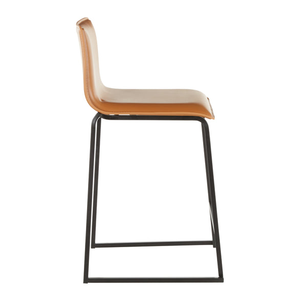 English Elm Mara 26" Modern Counter Stools Set Of 2 In Black Metal & Camel Faux Leather – Stylish Comfort B202P222057