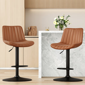 English Elm Bar Stools Set Of 2 – Stylish Swivel Adjustable Height Chairs With Back Support For Home Bars & Kitchens T3623P363387