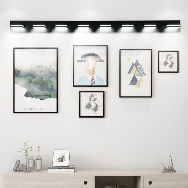 English Elm Modern Black Led Vanity Light - 8-Light Wall Sconce For Bathrooms, Energy-Efficient & Easy Install W2312P374918