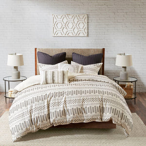 English Elm Cotton Rhea Jacquard Comforter Mini Set for Full/Queen — 100% Cotton OEKO‑TEX, Farmhouse Striped Charm Ivory+Charcoal 21.65 L x 22.44 W x 8.27 H B035128810