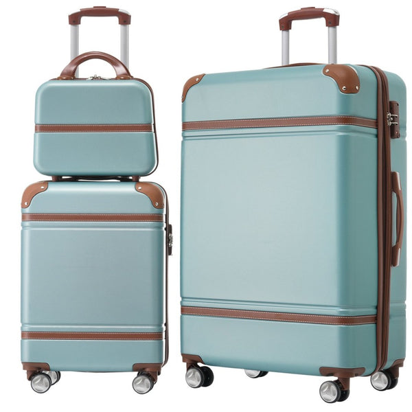 English Elm Hardshell 3 Piece Abs Spinner Luggage Set with Tsa Lock Lightweight Travel Suitcases Green N732P171585M