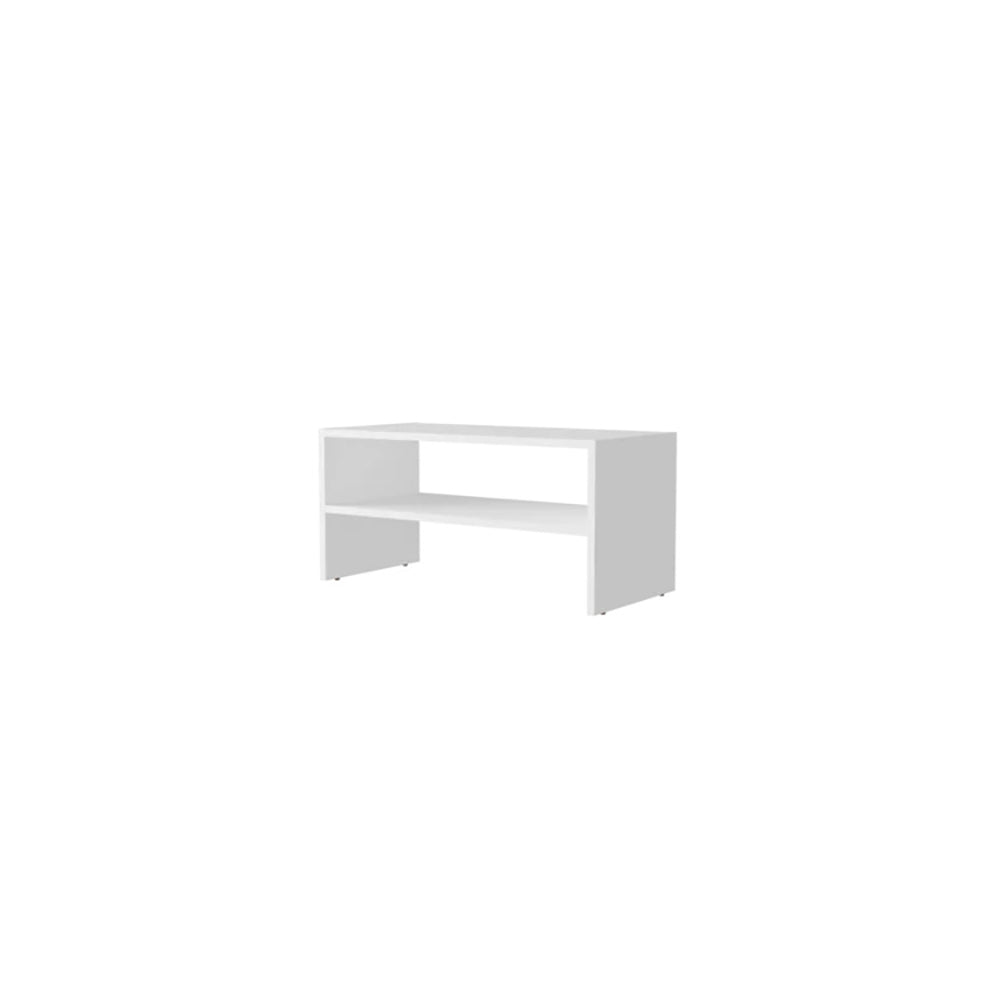 English Elm White Melamine 2-Shelf Shoe Rack for Bedroom Storage — Durable Particle Board, Sleek White Finish, Space-Saving Organizer (32.7" W x 18.5" D) B062P230636