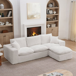 English Elm 107'' Boucle L-shaped Sectional with Reversible Chaise Deep Foam Seat Living Room Beige W1413S00162