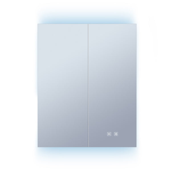 English Elm Corsica Double Door Led Medicine Cabinet with Defogger and Soft Close Aluminum Frame B2731P477798