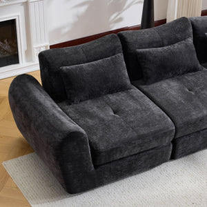 English Elm Modular Cloud Sectional Sofa Bed with Flannelette Upholstery for Flexible Living Black W1829S00074