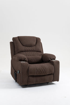 English Elm Lounge Electric Lift Recliner Chair - Oversized Velvet Sofa With 180° Full Recline & Cup Holders W547S00050