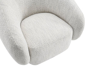 English Elm Contemporary Sculpted Barrel-Back Arm Chair with Smooth Casters, Neutral Textured Upholstery, Stylish Accent Seating Beige 42 L x 40 W x 35 H B2741P401429