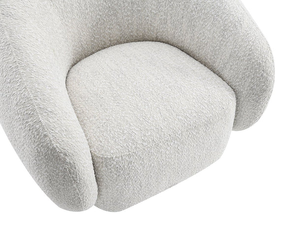 English Elm Contemporary Sculpted Barrel-Back Arm Chair with Smooth Casters, Neutral Textured Upholstery, Stylish Accent Seating Beige 42 L x 40 W x 35 H B2741P401429