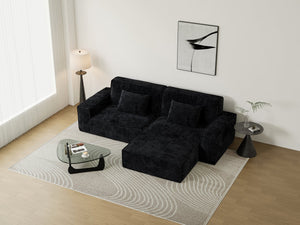 English Elm 106.3 Inch Striped Compression Sofa - Modern Comfort, Versatile Design For Living Room Or Bedroom W3147S00017