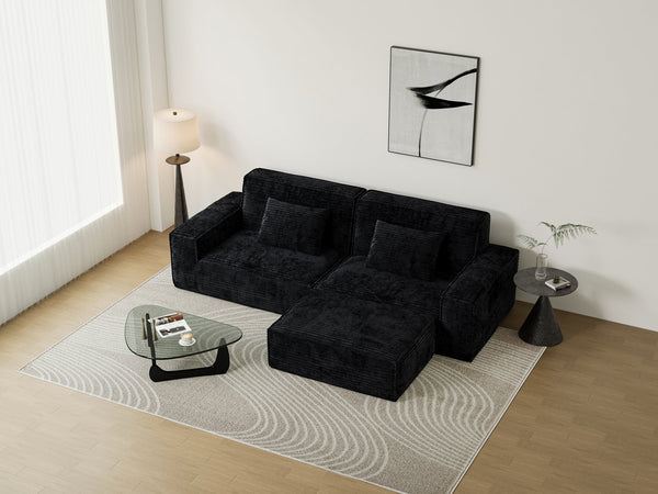 English Elm 106.3 Inch Striped Compression Sofa - Modern Comfort, Versatile Design For Living Room Or Bedroom W3147S00017