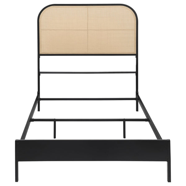 English Elm Kenneth Radio Weave Cane Full Bed Steel Frame with Woven Rattan Headboard B062P440085