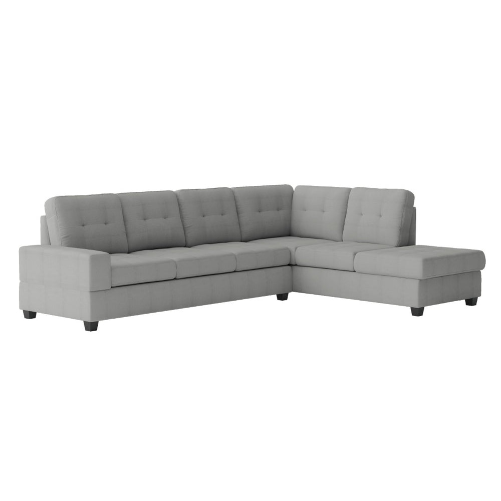 English Elm Modern Gray Microfiber Sectional Sofa with Reversible Chaise and Cup Holders B011S01294