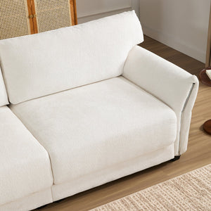 English Elm 110" Modular Sectional Sofa with Extra-Wide Chenille Seats, USB & Type-C Charging Ports, Ottoman, High-Density Foam Comfort White N723S7038K