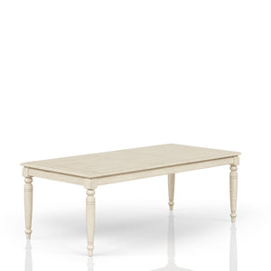 English Elm Table with Leaf Solid Wood Dining Table with 18" Extendable Leaf, Whitewashed Coastal Farmhouse Charm White 73.75 L x 45.75 W x 7.5 H B2699P346373