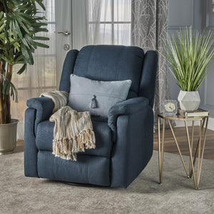 English Elm Christopher Knight Home® - GLIDER Plush Fabric Swivel Recliner with Smooth Gliding Motion, Contemporary Upholstered Comfort Navy Blue 61368.00