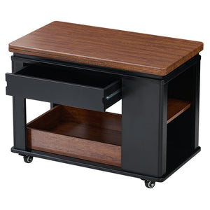 English Elm 27.6'' Modern Multi-Function Coffee Table with Foldable Top, Casters, Multi-Tier Storage & Drawer Black,Walnut N735P328521B