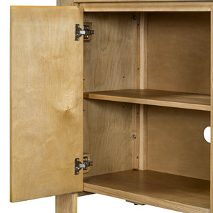 English Elm TREXM 4-Door Buffet Cabinet with Distressed Oak Veneer, Adjustable Shelves & Foot Pads for Dining Room N715P310053D