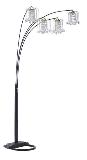 English Elm BLACK 4-HEAD CRYSTAL INSPIRED ARCH FLOOR LAMP – Black/Gold Metal, Adjustable Arched Arms, 4-Light Illumination B080P305703