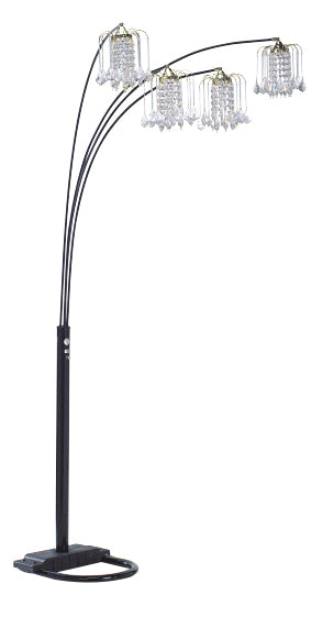 English Elm BLACK 4-HEAD CRYSTAL INSPIRED ARCH FLOOR LAMP – Black/Gold Metal, Adjustable Arched Arms, 4-Light Illumination B080P305703