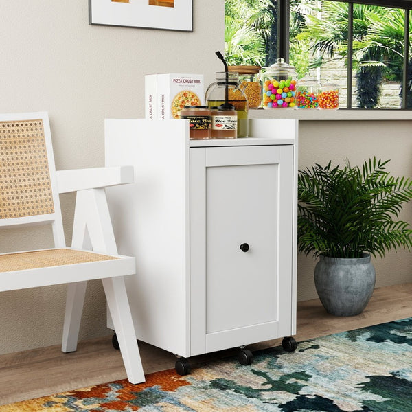 English Elm Organizer Rolling Three Tier Pantry Storage Cabinet with Wheeled Base Slim Fit W331P379769