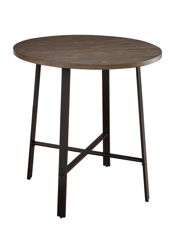 English Elm Rustic Chevre 5pc Counter Height Round Table & 4 Stools — Industrial Pine Burnished Finish Set B011S01472