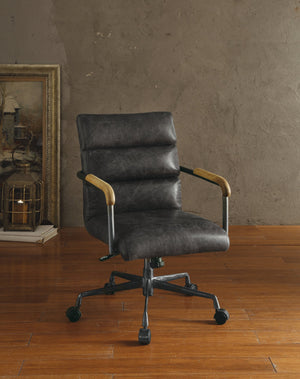 English Elm Harith Top Grain Slate Leather Executive Office Chair — High-Back, Ergonomic Lumbar Support, Swivel B2726P255310