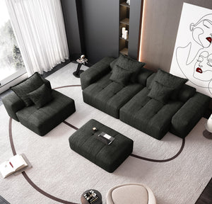 English Elm Modern Oversized Modular Sectional Sofa – Soft Chenille Fabric, 6 Pillows, Custom Layouts, No Assembly W1885S00078