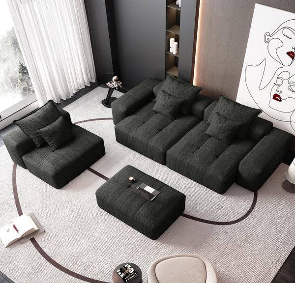 English Elm Modern Oversized Modular Sectional Sofa – Soft Chenille Fabric, 6 Pillows, Custom Layouts, No Assembly W1885S00078