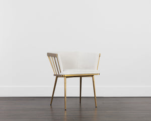 Sunpan Caily Dining Armchair - Modern Elegance with Gold Stainless Steel Frame for Stylish Dining Spaces Polo Club Muslin