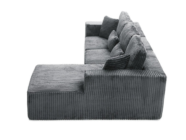 English Elm 107.5 Inch Modular Cloud Sectional Corduroy L-shaped Sofa Deep Seat Sleeper W2564S00118