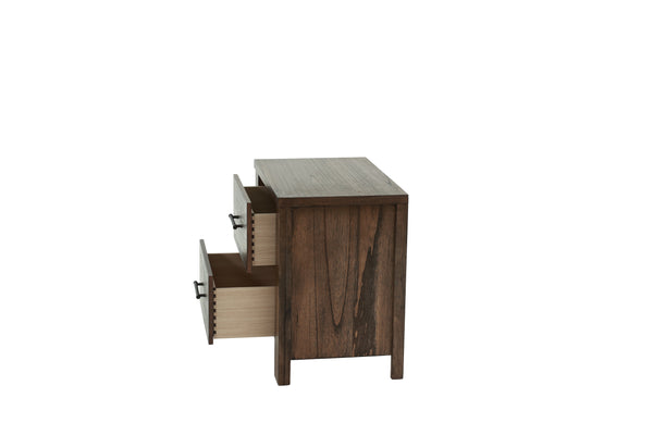 English Elm Oak Modern 1pc Nightstand with Two Soft-Close Drawers, Oak Veneer Bedside Storage Table 26x17x25" B011P244397