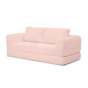 English Elm 2-in-1 Corduroy Futon Sofa Sleeper with Foam Fill and Modular Floor Profile Pink W1117P417305