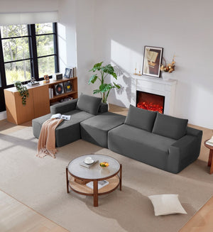 English Elm 105.7"cloud Modular U-shaped Sectional Plush Corduroy Deep Seat Sofa for Living Room W3975S00022