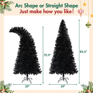 English Elm 6FT Black Artificial Christmas Tree with 250 LED Orange & Purple Lights, 900 Tips, UV-Resistant Indoor Decor PX283441AAA