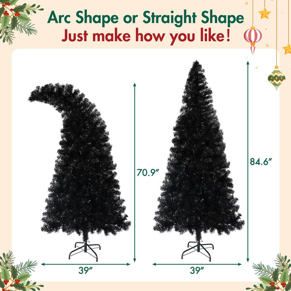 English Elm 6FT Black Artificial Christmas Tree with 250 LED Orange & Purple Lights, 900 Tips, UV-Resistant Indoor Decor PX283441AAA