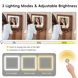 English Elm Vanity LED Mirror Desk with Flip-Top Dual Function, 7 Drawers & Multiple Shelves for Organized Glam Walnut 47.24 L x 19.69 W x 6.5 H N733S363650H