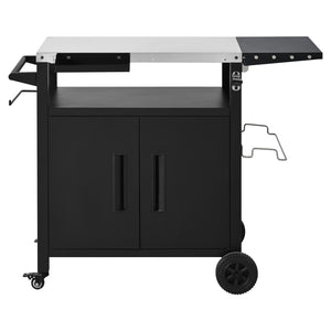 English Elm K&k Outdoor Bbq Station Stainless Steel Top Foldable Side Table Locking Wheels N707P379802B