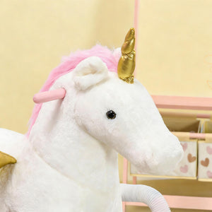 English Elm Soft Plush Unicorn Spring Horse Ride on Toy with Sound for Kids Ages 3 and Up T3971P442616