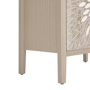 English Elm 2-Door Carved Storage Cabinet with Floral Handle, Adjustable Shelf, Anti-Tip Safety, Slim Design Natural W688P232767