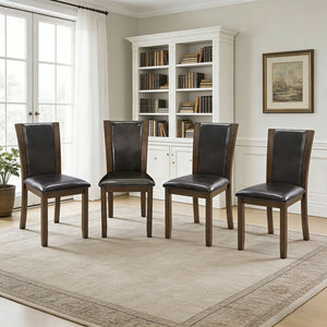 English Elm Dining Chairs Set of 4 Rubberwood Frame with Padded Faux Leather Ergonomic Seats Dark Walnut W1998P248105