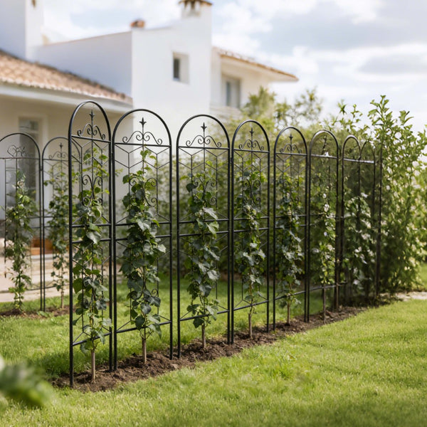 English Elm 4 Pack Powder-coated Metal Garden Trellis Panels Rustproof Climbing Plant Support Outdoor W1586P268018