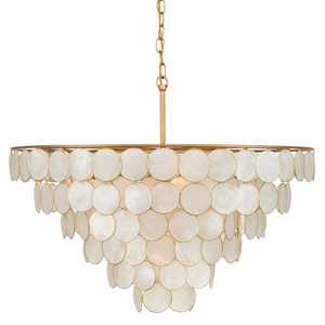 Bon Vivant Semi-Flush Mount Light Fixture - Ethereal Capiz Shell Design with Elegant Gold Finish