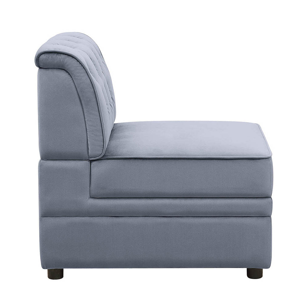 English Elm Grey Velvet Modular Armless Chair with Crystal Button Tufting, Pocket Coil Support, Luxe Comfort (98) B062P189147