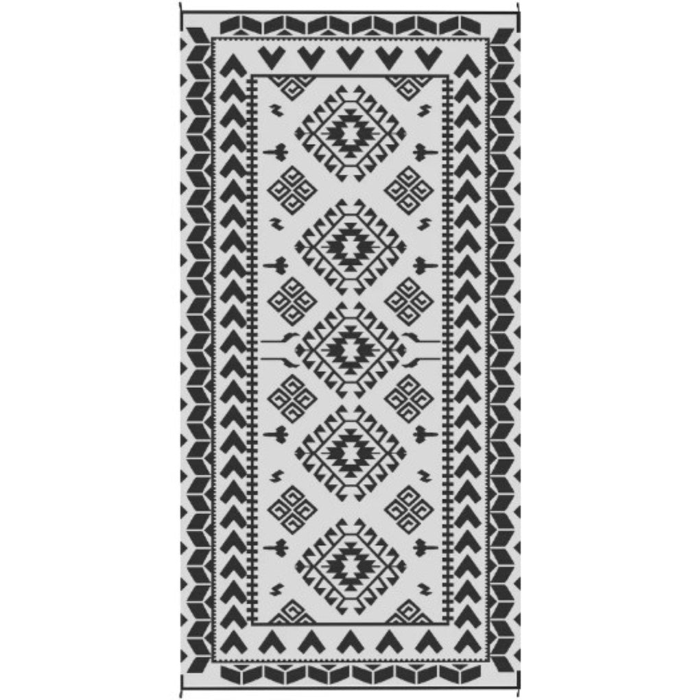 English Elm Outdoor Reversible Polypropylene Area Rug Bold Geometric Patchwork for Patio Camping T3971P421595