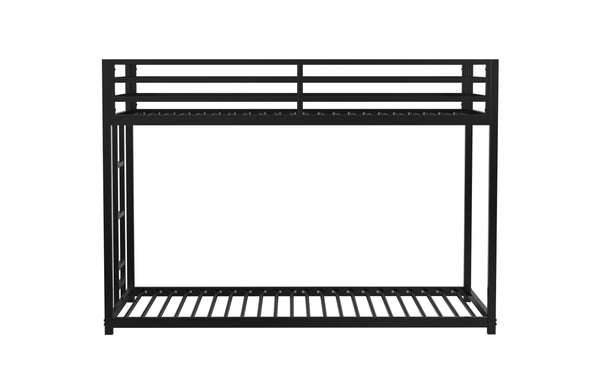 English Elm Adam Twin over Twin Bunk Bed Metal Black with Full Guardrails, Easy Assemble Slats & Floor Protectors B083P152996
